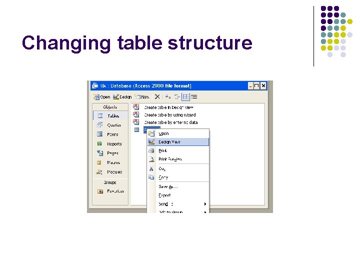 Changing table structure 