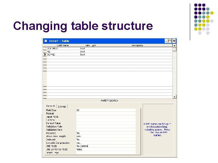 Changing table structure 