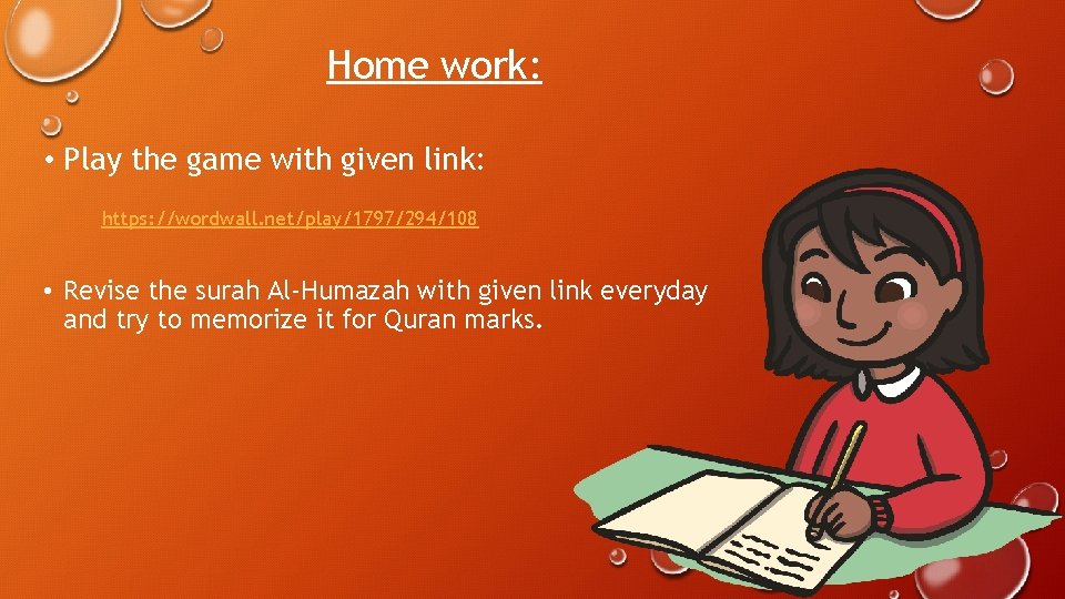 Home work: • Play the game with given link: https: //wordwall. net/play/1797/294/108 • Revise