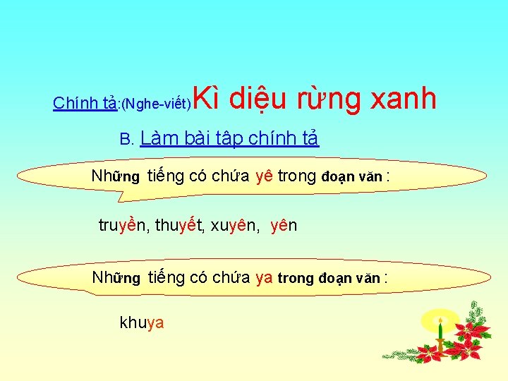 Chính tả: (Nghe-viết) Kì diệu rừng xanh B. Làm bài tập chính tả Những