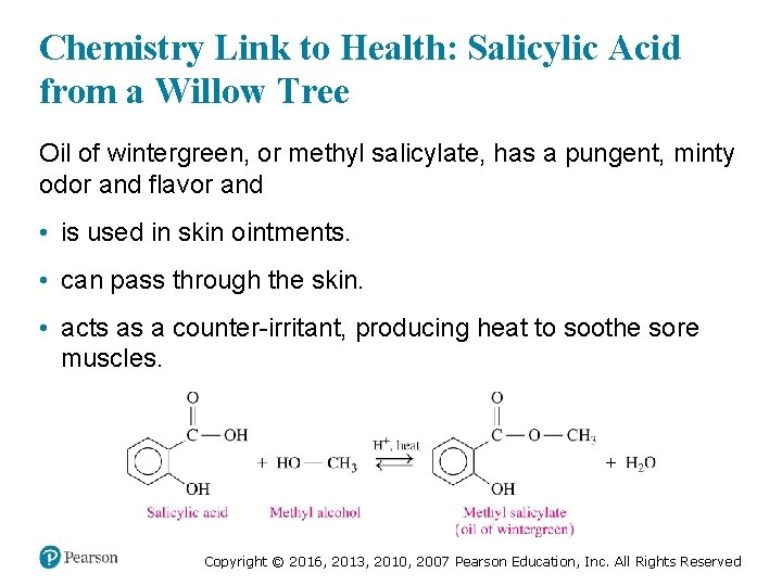 Chemistry Link to Health: Salicylic Acid from a Willow Tree Oil of wintergreen, or