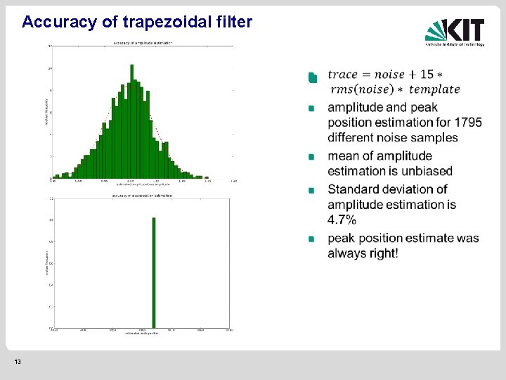 Accuracy of trapezoidal filter 13 