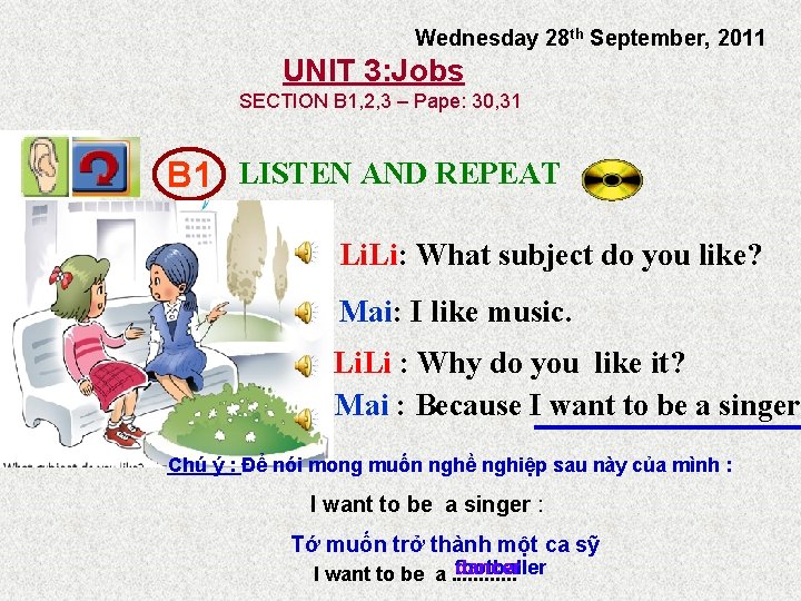 Wednesday 28 th September, 2011 UNIT 3: Jobs SECTION B 1, 2, 3 –