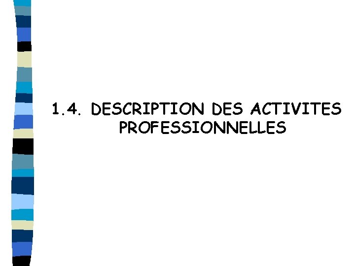 1. 4. DESCRIPTION DES ACTIVITES PROFESSIONNELLES 