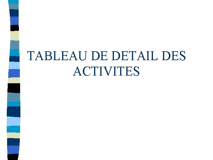 TABLEAU DE DETAIL DES ACTIVITES 