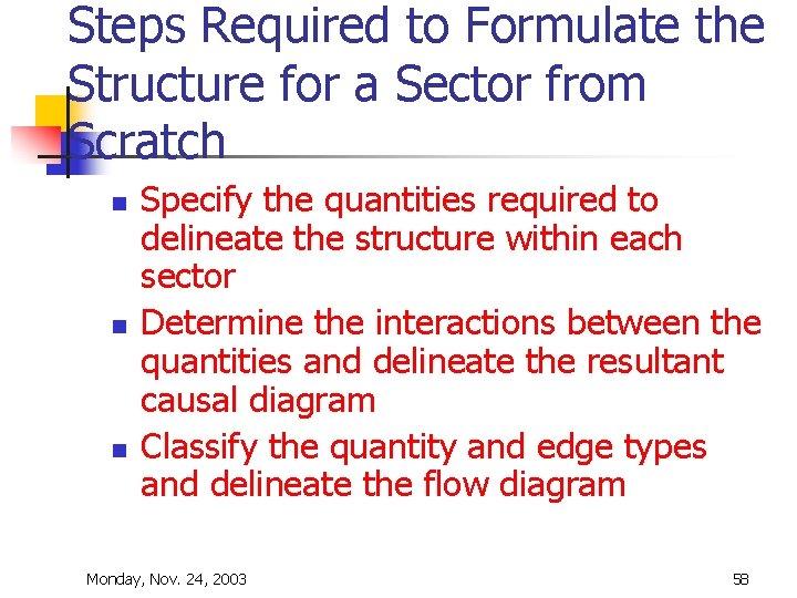 Steps Required to Formulate the Structure for a Sector from Scratch n n n Steps Required to Formulate the Structure for a Sector from Scratch n n n