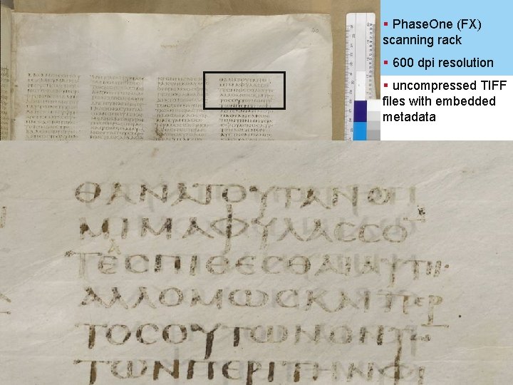 § Phase. One (FX) scanning rack § 600 dpi resolution § uncompressed TIFF files