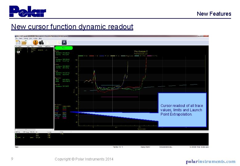 New Features New cursor function dynamic readout Cursor readout of all trace values, limits