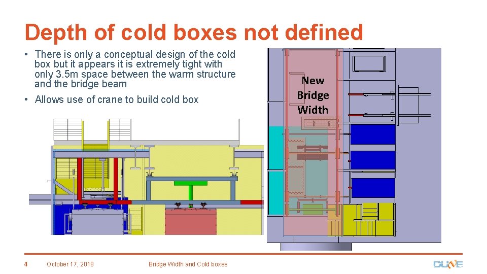Depth of cold boxes not defined • There is only a conceptual design of