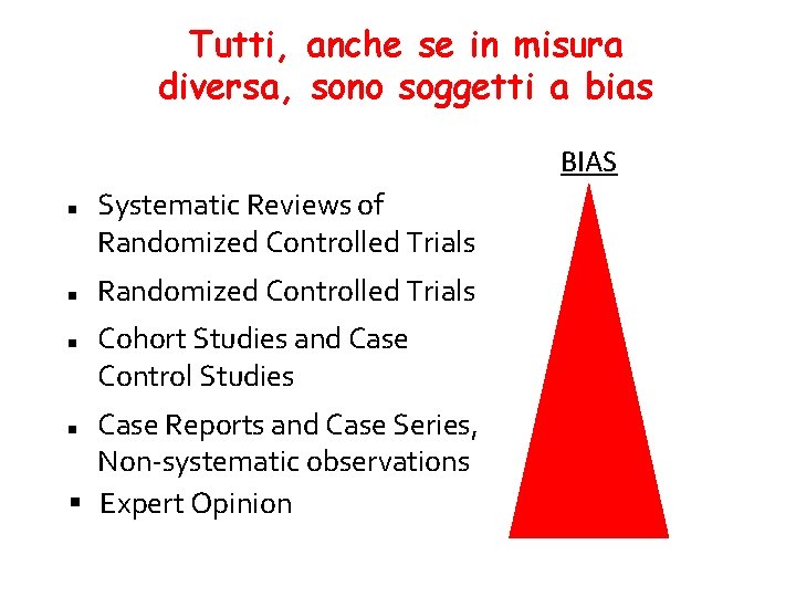 Tutti, anche se in misura diversa, sono soggetti a bias BIAS n n n