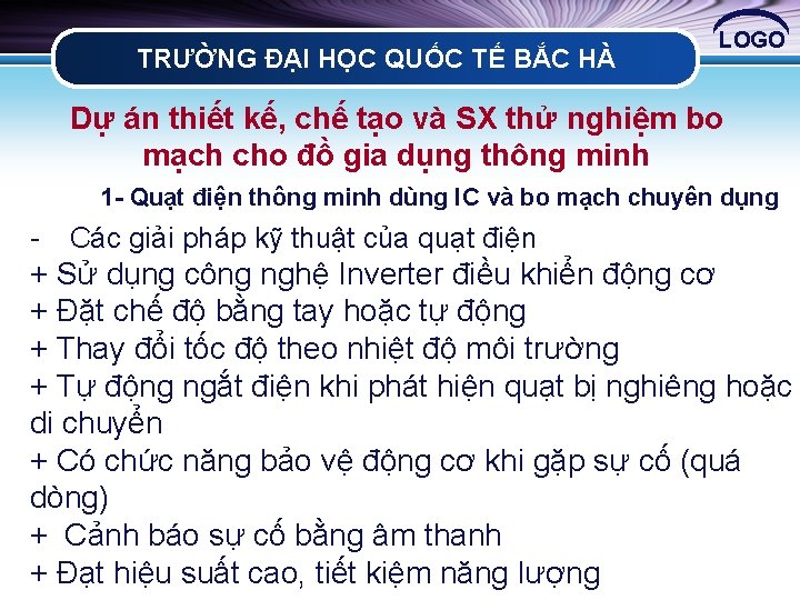 TRƯỜNG ĐẠI HỌC QUỐC TẾ BẮC HÀ LOGO Dự án thiết kế, chế tạo