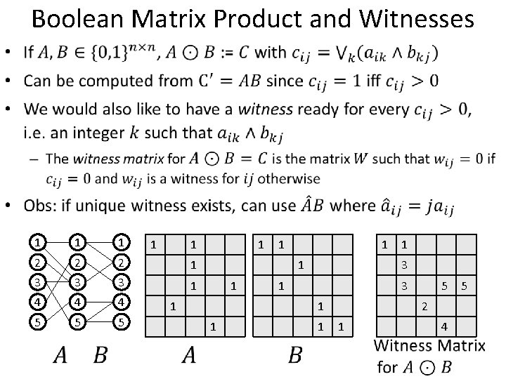 Boolean Matrix Product and Witnesses • 1 1 1 2 2 2 1 3 Boolean Matrix Product and Witnesses • 1 1 1 2 2 2 1 3