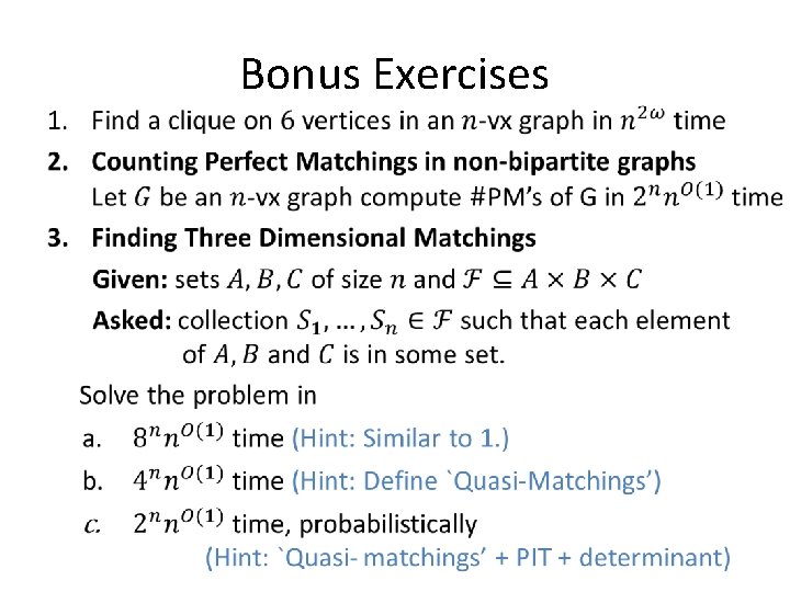 Bonus Exercises • Bonus Exercises •