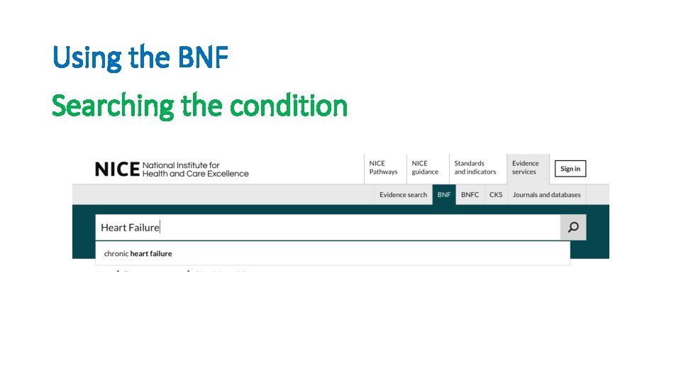 Using the BNF Searching the condition 