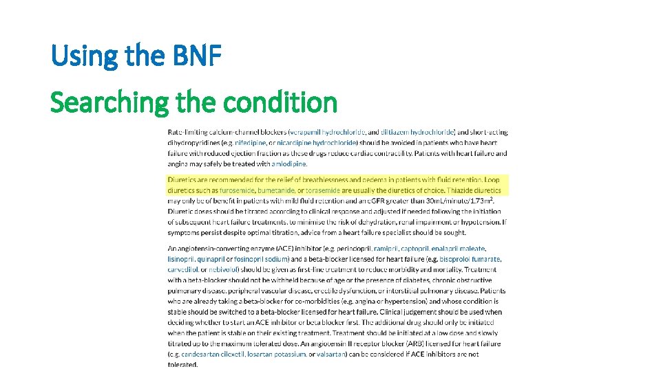Using the BNF Searching the condition 