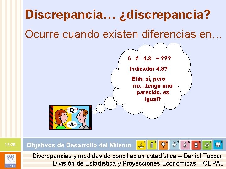 Discrepancia… ¿discrepancia? Ocurre cuando existen diferencias en… 5 ≠ 4, 8 ~ ? ?