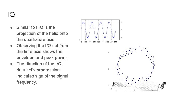 IQ ● Similar to I, Q is the projection of the helix onto the