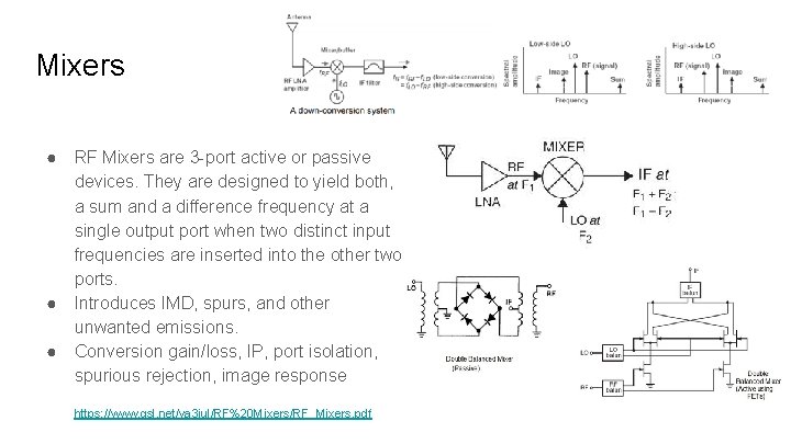 Mixers ● ● ● RF Mixers are 3 -port active or passive devices. They