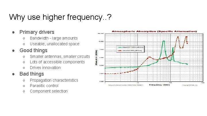 Why use higher frequency. . ? ● Primary drivers ○ ○ Bandwidth - large