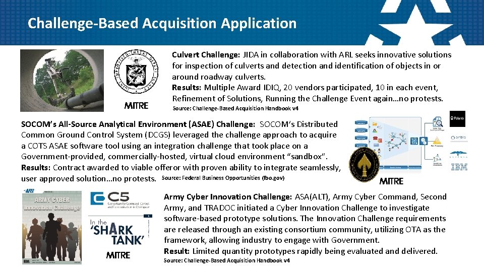 Challenge-Based Acquisition Application Culvert Challenge: JIDA in collaboration with ARL seeks innovative solutions for