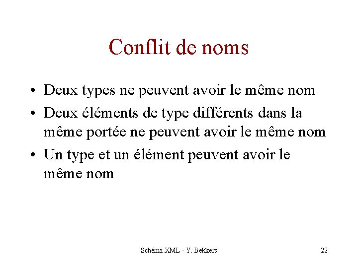 Conflit de noms • Deux types ne peuvent avoir le même nom • Deux