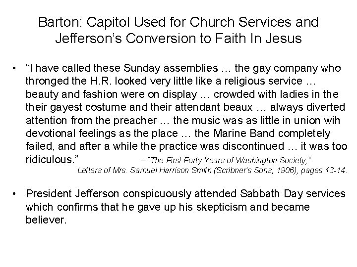 Barton: Capitol Used for Church Services and Jefferson’s Conversion to Faith In Jesus •