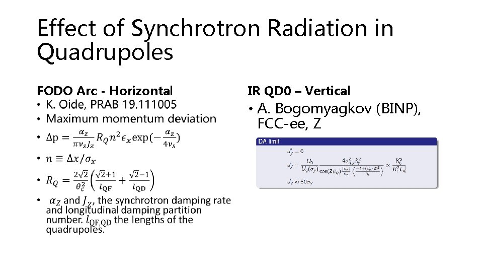 Effect of Synchrotron Radiation in Quadrupoles FODO Arc - Horizontal IR QD 0 –