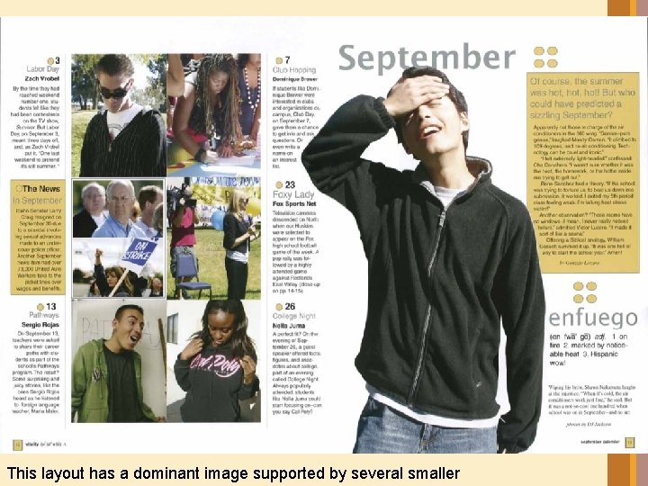 This layout has a dominant image supported by several smaller 