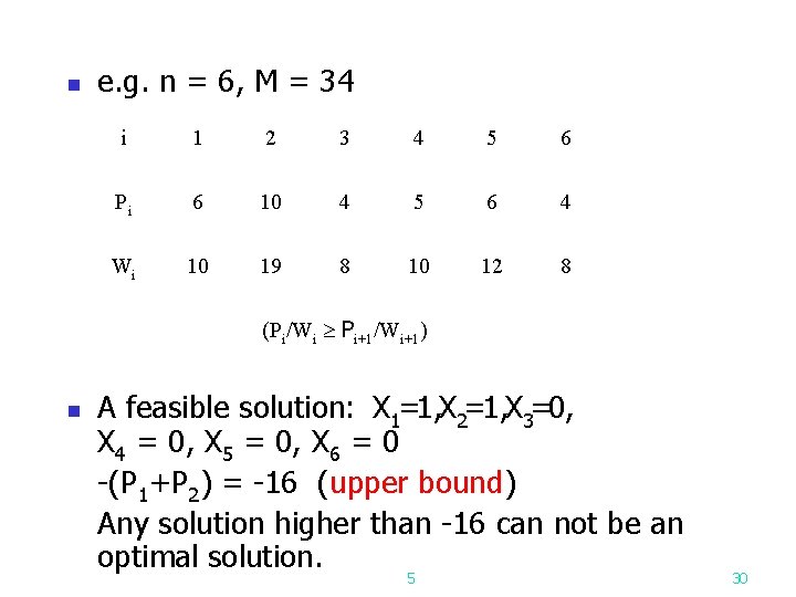 n e. g. n = 6, M = 34 i 1 2 3 4