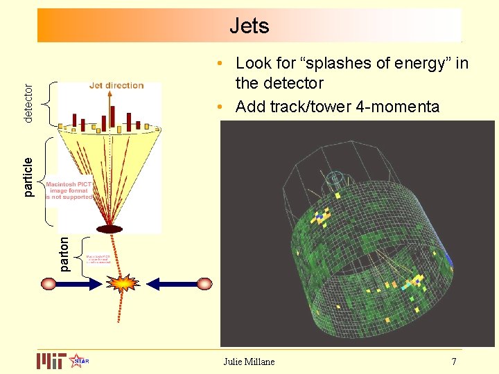 Jets parton particle detector • Look for “splashes of energy” in the detector •