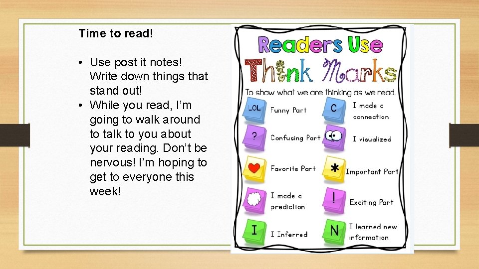 Time to read! • Use post it notes! Write down things that stand out!