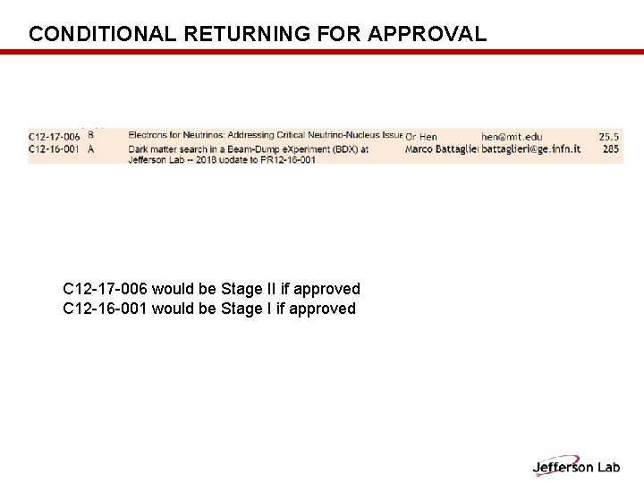 CONDITIONAL RETURNING FOR APPROVAL C 12 -17 -006 would be Stage II if approved