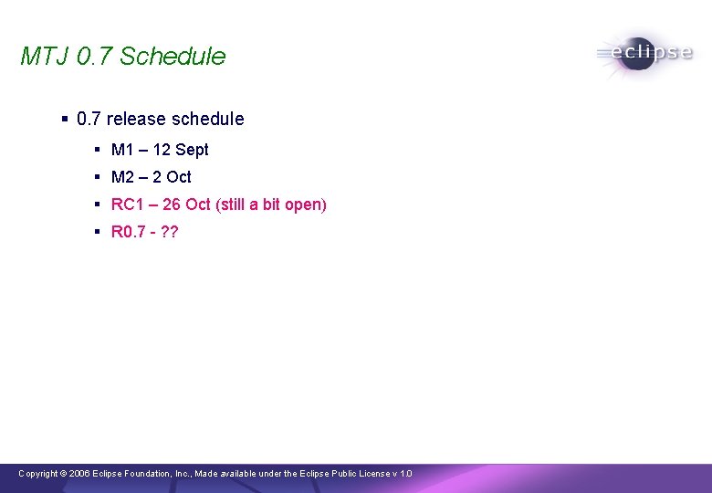 MTJ 0. 7 Schedule § 0. 7 release schedule § M 1 – 12