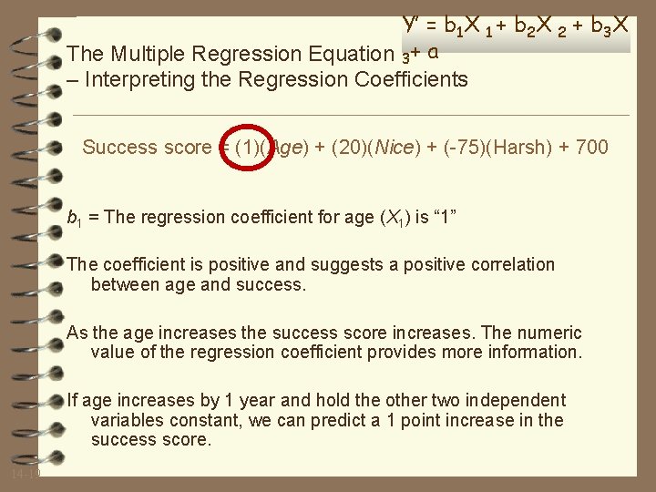 Y’ = b 1 X 1 + b 2 X 2 + b 3