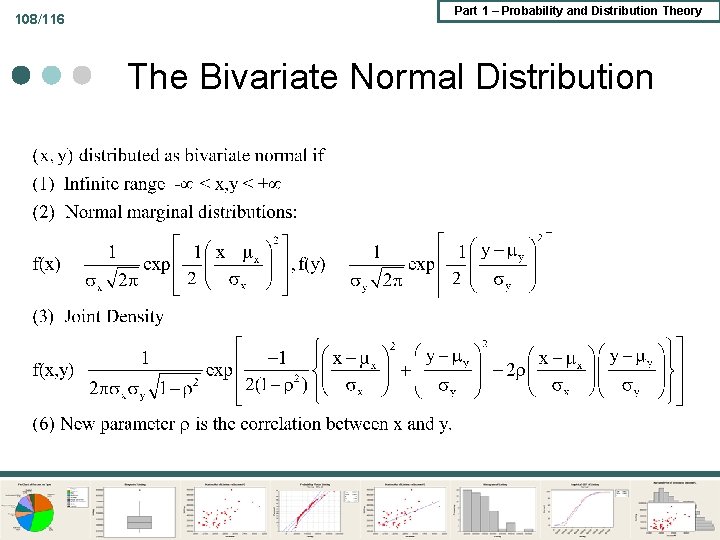 108/116 Part 1 – Probability and Distribution Theory The Bivariate Normal Distribution 108/116 Part 1 – Probability and Distribution Theory The Bivariate Normal Distribution