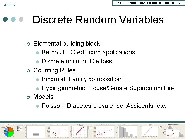 Part 1 – Probability and Distribution Theory 30/116 Discrete Random Variables ¢ ¢ ¢ Part 1 – Probability and Distribution Theory 30/116 Discrete Random Variables ¢ ¢ ¢