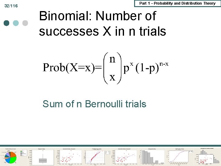 32/116 Part 1 – Probability and Distribution Theory Binomial: Number of successes X in 32/116 Part 1 – Probability and Distribution Theory Binomial: Number of successes X in