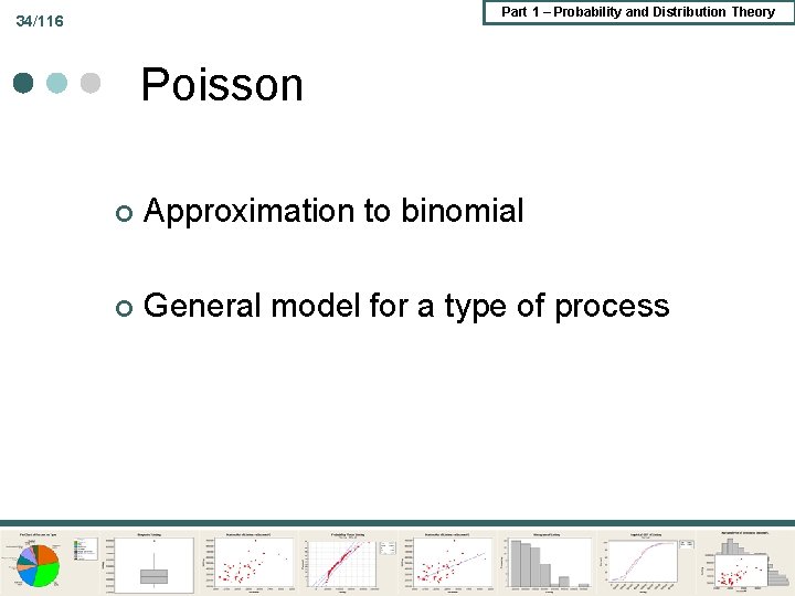 Part 1 – Probability and Distribution Theory 34/116 Poisson ¢ Approximation to binomial ¢ Part 1 – Probability and Distribution Theory 34/116 Poisson ¢ Approximation to binomial ¢