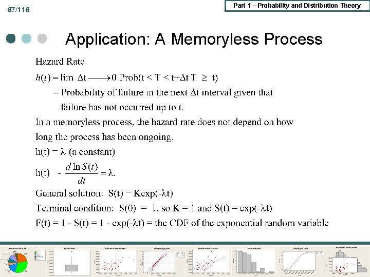 67/116 Part 1 – Probability and Distribution Theory Application: A Memoryless Process 67/116 Part 1 – Probability and Distribution Theory Application: A Memoryless Process