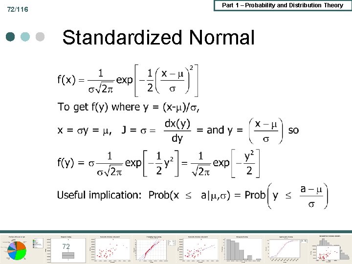 Part 1 – Probability and Distribution Theory 72/116 Standardized Normal 72 Part 1 – Probability and Distribution Theory 72/116 Standardized Normal 72