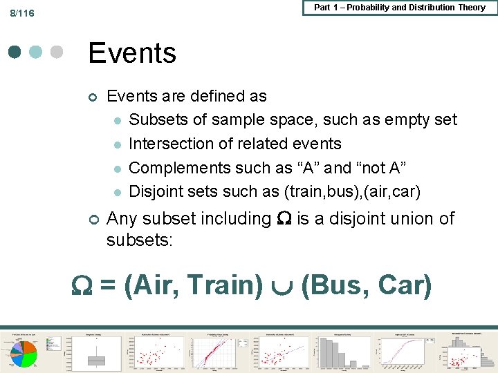 Part 1 – Probability and Distribution Theory 8/116 Events ¢ ¢ Events are defined Part 1 – Probability and Distribution Theory 8/116 Events ¢ ¢ Events are defined