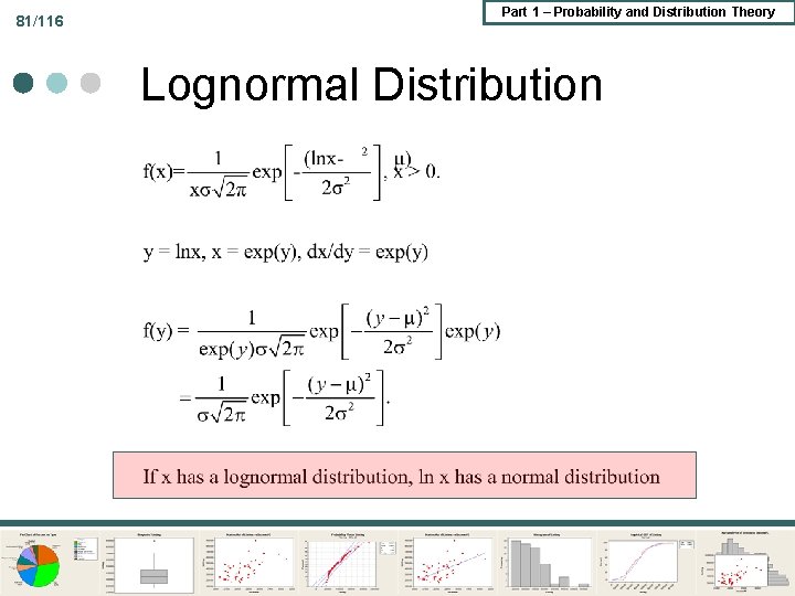 81/116 Part 1 – Probability and Distribution Theory Lognormal Distribution 81/116 Part 1 – Probability and Distribution Theory Lognormal Distribution
