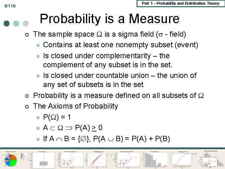 Part 1 – Probability and Distribution Theory 9/116 Probability is a Measure ¢ ¢ Part 1 – Probability and Distribution Theory 9/116 Probability is a Measure ¢ ¢
