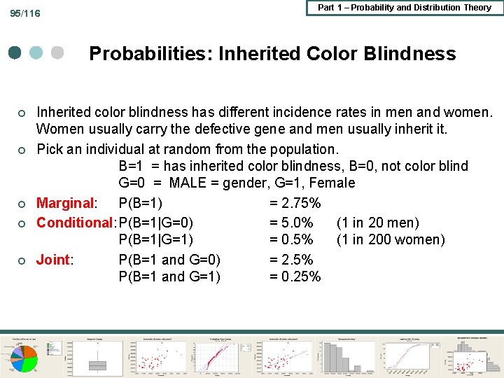 95/116 Part 1 – Probability and Distribution Theory Probabilities: Inherited Color Blindness ¢ ¢ 95/116 Part 1 – Probability and Distribution Theory Probabilities: Inherited Color Blindness ¢ ¢