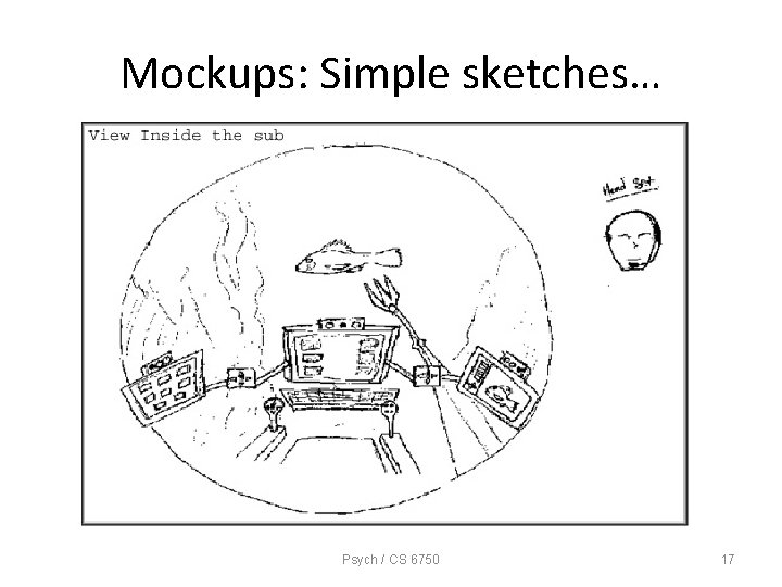 Mockups: Simple sketches… Psych / CS 6750 17 