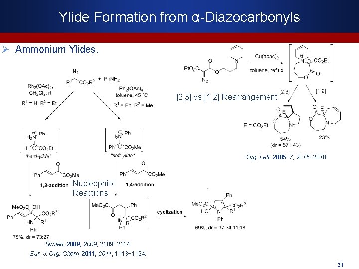 Ylide Formation from α-Diazocarbonyls Ø Ammonium Ylides. [2, 3] vs [1, 2] Rearrangement Org.