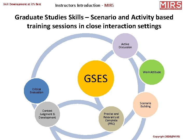 Skill Development at it’s Best Instructors Introduction - MIRS Graduate Studies Skills – Scenario
