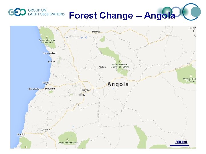 Forest Change -- Angola 200 km 