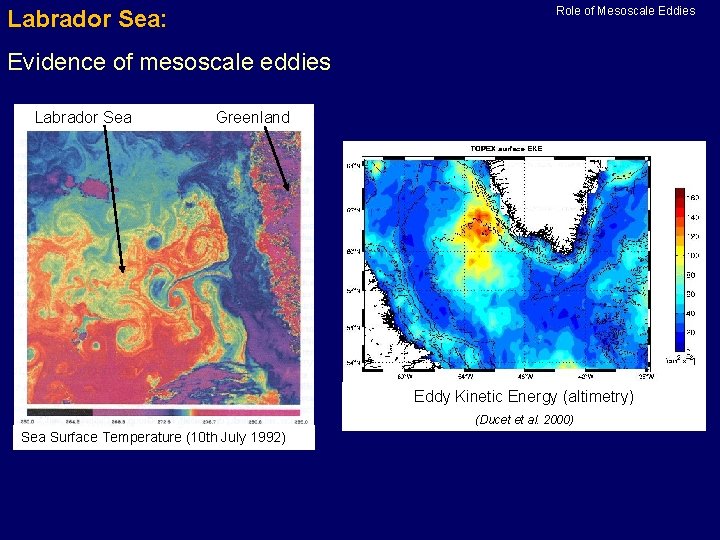 Role Mesoscale Eddies Eddyofspeed à 100 m Labrador Sea: Evidence of mesoscale eddies Labrador