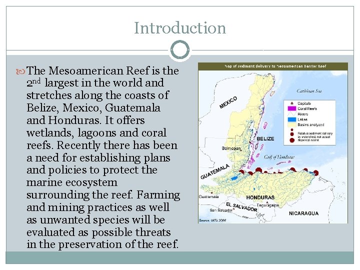 Introduction The Mesoamerican Reef is the 2 nd largest in the world and stretches
